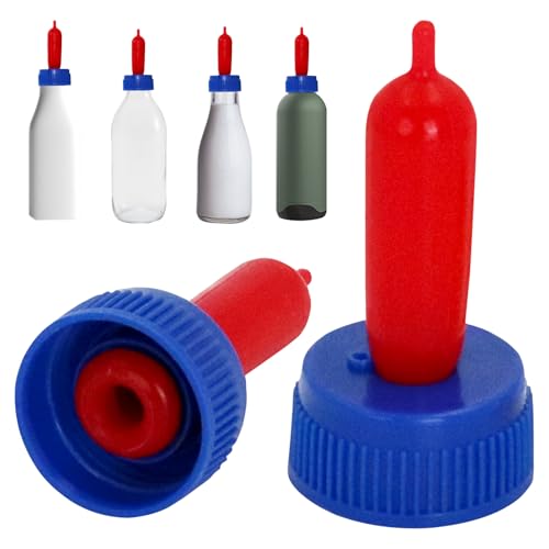 20-PCS Goat Nipples Nipple Soft Rubber Pacifier for Feeding Pup Foal Calf Small Animal Screw On Sprite Coke Soda Bottle (Blue) - color: blue