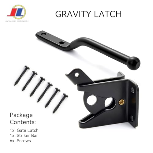 Small Black Gate Latch, Self-Locking Gravity Latch for Metal Gates & Wooden Fences, Heavy Duty Outdoor Fence Lock with Latch Lock, Easy Install Hardware for Garden, Yard, Pet Gate - size: Lightweight door