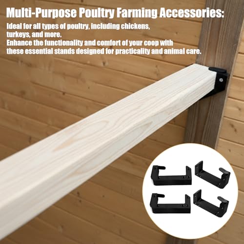 Heavy Duty Poultry Roost Bar Mount Brackets (4Pack) Includes Screws for Chicken Coops & Turkey Houses Easy Install/Remove Perch Holder for 2x4 Flat Lumber Durable Black Design (4Pcs 2x4) - size: 4Pcs 2x4"