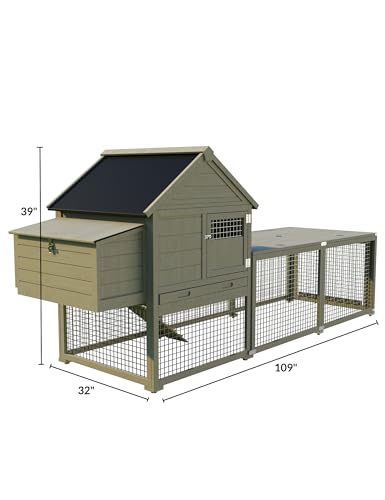 Hipicute Wooden Poultry Cage for 3-5 Chickens, 109in Chicken Coop with Run, Outdoor Hen Coop with Waterproof Roof, Nesting Box, Pull Out Trays and Ramp, Wood Color - color: Wood