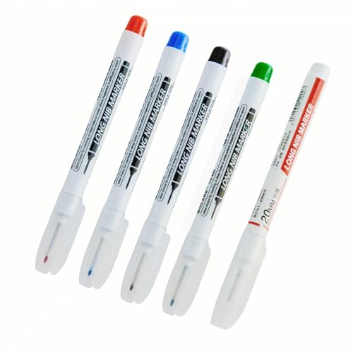10 Pcs 20MM Long Head Deep Hole Marker Pens,Multi channel long pointed deep hole marking pen,Waterproof fast drying color building woodworking metal building marker pen