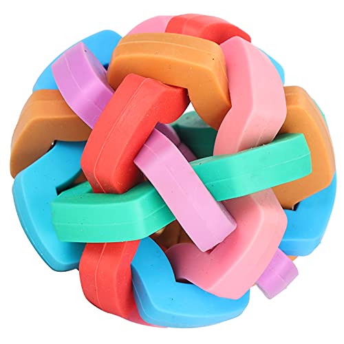 Zerodis Bell Ball Toy for Dogs Puppies Mini Pigs Interactive Squeak Pet Toy with Chew TPR Material Teething Relief Boredom Relief Training Fun (Small Size) - size: Small Size