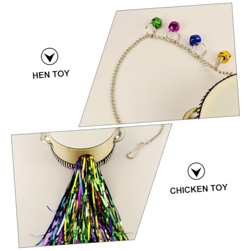 Chicken Hanging Mirror Drum Toy for Hens and Stainless Steel Double-Sided Design Fun Poultry Activity Accessory for Coop Promotes and Reflection