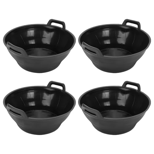 4Pcs Rubber Feed Pan, Horse Feed Bucket, Rubber Bowl Chicken Dust Bath Livestock Water Bowl for Pig Goat Chicken Dogs Farm Small Animal Garden DIY Building Farming