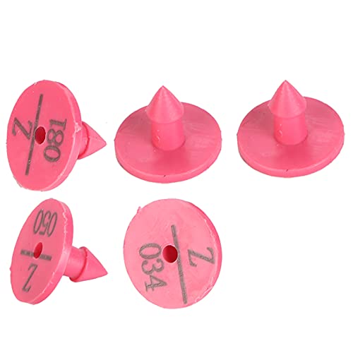 100Pcs Plastic Ear Number Rabbit Dog Ear Marker Label for Animal Livestock Information Management(Rose Red)