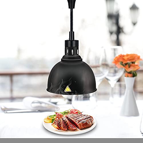 JIAWANSHUN Retractable Heat Lamp for Food with 250W Heating Bulb for Restaurant Hanging Food Warmer Lamp Buffet or Home Use Pizza Warmer - color: Black