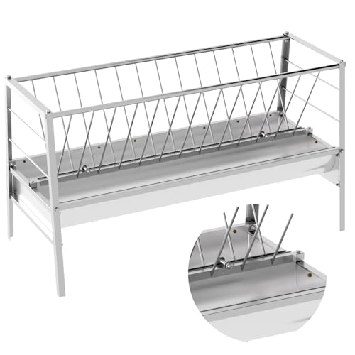99 Gallon Pasture Hay Feeder, 2 in 1 Galvanised Steel Goat Hay Feeder with Deeper Feeding Pan for Goat Sheep Horse, Detachable Livestock Feeder Ease of Assembly in Farm Outdoor, Silver