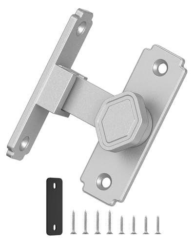 90 Degree Barn Door Lock, Small Sliding Barn Door Latches, Rust-Proof Sliding Gate Latch Lock for Garden, Bathroom, Cabinet, Pet Cage, Window, Shed (Silver-1PC) - color: Silver-1PC