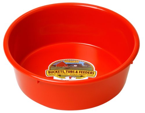 Little Giant® Plastic Utility Pan | Feed Pan | Durable & Versatile Livestock Feeding Bucket | Made in USA | 5 Quart | Red