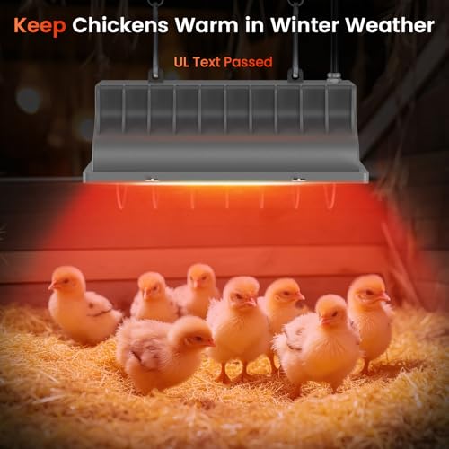 Chicken Coop Heat Lamp, Brooder Heater for Chicks Adjust 2 Mode Temp&Hanging Height for Coop Brooder, Reptiles, Duck, Rabbit and Dog