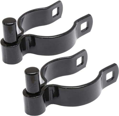 Chain Link Gate Post Hinge - Heavy Duty Pressed Steel - Includes Carriage Bolts & Nuts (Black Coated Steel, 1-7/8") - color: Black Coated Steel, size: 1-7/8"