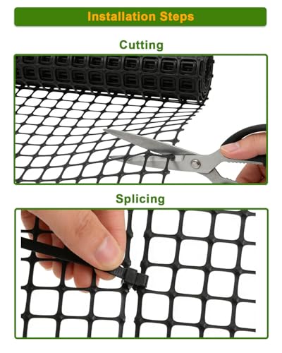 Plastic Chicken Wire Mesh Fence Roll - Black 16IN * 33FT Multi-Use Garden & Poultry Netting, Animal Barrier for Pets, Plants, Patio,Balcony, Snow Fencing & Temporary Indoor and Outdoor Use - size: 16IN * 33FT
