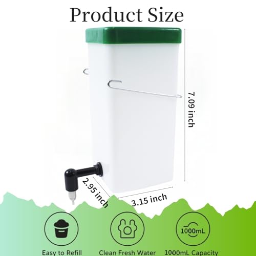 2Pack Rabbit Water Bottle for Cage, 32oz Small Animal Water Dispenser Water Bottle for Small Pet/Bunny/Ferret/Hamster/Guinea Pig/Rabbit/Chinchilla/Mouse/Rat/Gerbil (Clear, 2 Pack 32 Ounce) - size: 2 Pack 32 Ounce