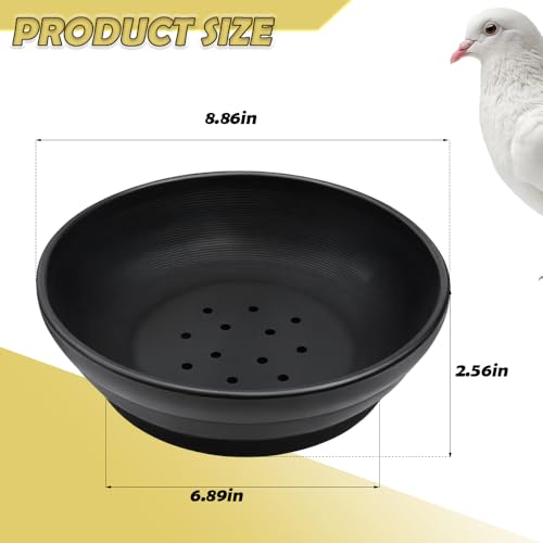 DQITJ 4 Pack Bird Nest Bowl Plastic Racing Pigeon Breeding Hatching Nest Box Birdcage Egg Basin for Pigeon Chicken Doves Quail Bird (Dia: 8.6 Inches, Black)