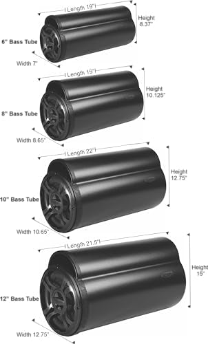 Bazooka BT8014 BT Series 8-Inch 150-Watt Subwoofer Tube | Trademark Bass Tubes enclosure, 8 inch high-power woofer, mounting straps included - style: 8" 4 Ohm SVC