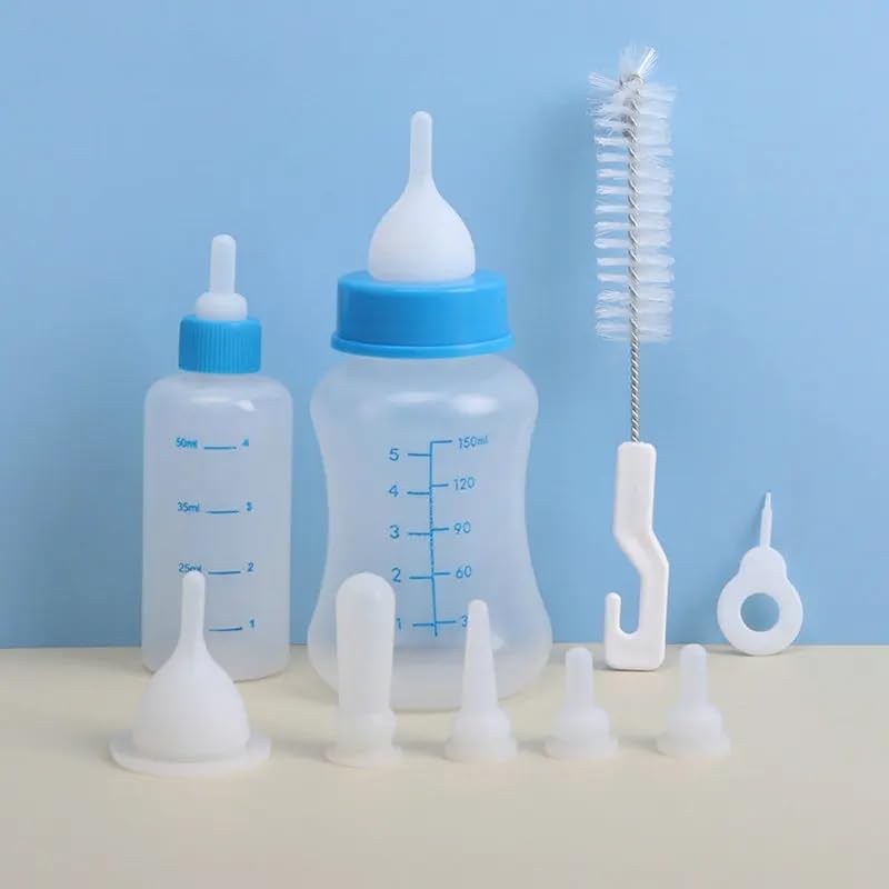Pet Milk Feeding Bottle Portable Multi-Nipple Water Mug, Model: Large Blue - size: 150ml