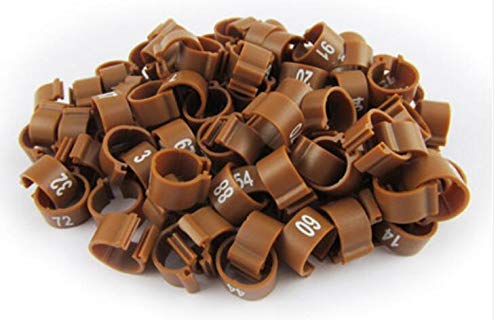 100pcs/lot Color Numbered Birds Duck Chicken Leg Bands 12mm Chicken Rings - color: brown