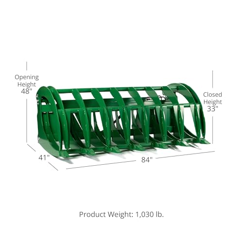 Titan Attachments Extreme Root Grapple Rake Attachment, Global Euro Connection, Heavy-Duty Rake Attachment, Twin 3,000 PSI Cylinders, Replaceable Forged Steel Teeth - size: Rake Length: 84"