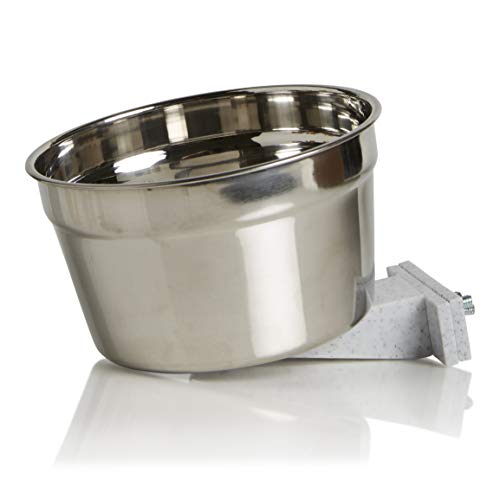 Lixit® Stainless Steel Kennel Food or Water Bowl - Non Spill Hanging Removable Crate Bowls - Carrier Cage Dish for Dogs or Cats for Feeding and Drinking (Stainless Steel, 40 Ounce (Pack of 2)) - size: 40 oz (Pack of 2)