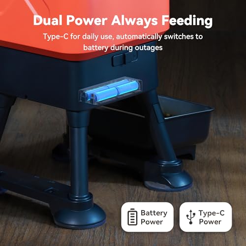 Automatic Dog Feeder for Large Dogs, 14L Capacity, Remote Feeding, Anti-Blockage System, Timed Auto Dog Food Dispenser, 2.4G WiFi App Control,Dual Power Supply,Stainless Steel Bowl - color: Red with WiFi