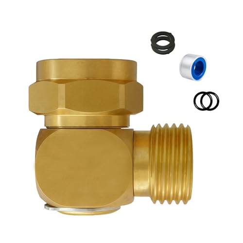 90° Hose Elbow Adapter, Brass 3/4" Garden Hose Connector with PTFE Tape and Washer, Right Angle Anti-Kink, Leak-Proof Fitting for RV, Outdoor Faucets - size: 3/4 Connector