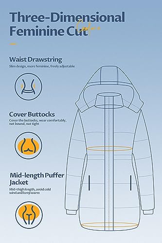 CREATMO US Women's Thicken Sherpa Winter Coat Puffy Warm Snow Jacket With Removable Hood - color: Dark Grey, size: Large
