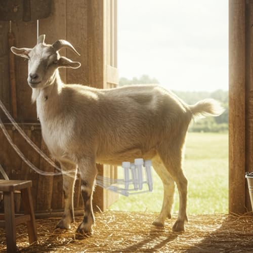 Threlaco Milking Machine Accessory Goat Teat Cup, Double Cup with Tube for Goat, Sheep, Camels, Farm Tool