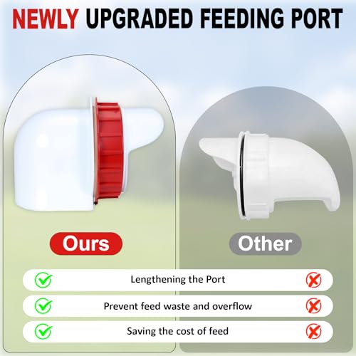100Lb Automatic Chicken Feeder with Window 8 Port No Waste Rust-Proof Galvanized Steel with Locking Lid & Adjustable Height Legs Waterproof Portable Poultry Feeder for Chickens,Ducks,Geese - size: 100LB