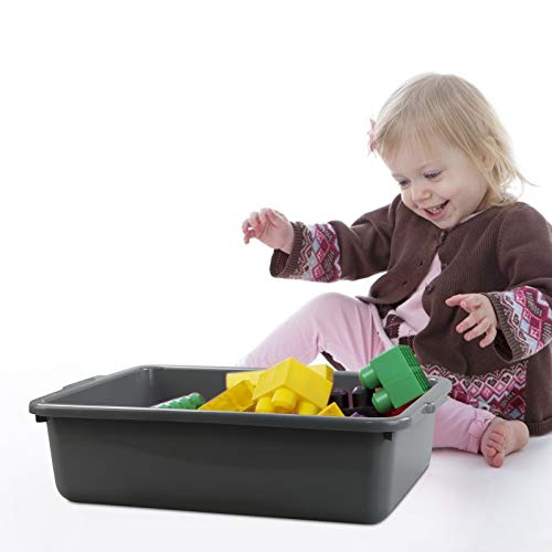 Kiddream 4-pack Commercial Bus Box Tote, 13 Liter Large Plastic Restaurant Bus Tub, Gray - color: Gray, size: 13 Liter