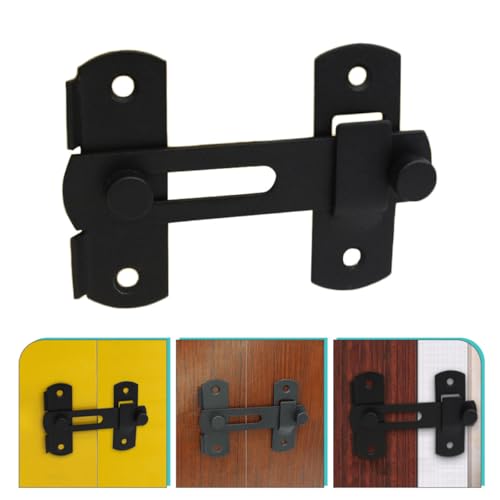Alipis 2pcs Stainless Steel Door Latch Lock with Safety Security for Pet Cage and Barn Gate, Large Matte Black Heavy-Duty Door Buckle Suitable for Home and Outdoor Fence Use