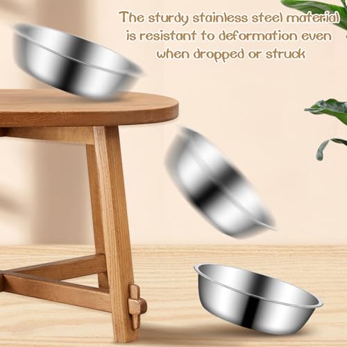 kathson 6 PCS Small Stainless Steel Dog Bowls, Replacement Metal Puppy Food Water Bowl Set Suit for Indoor Outdoor, Pet Feeding Dish for Small Animals Kitten, Dishwasher Safe (4.3 in) - size: 4.3 in dia.