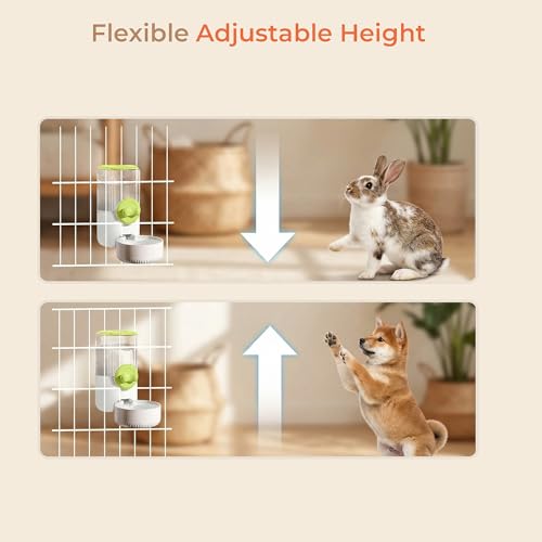 34oz Hanging Gravity Auto-Refill Water Bowl for Small Animal Cage | Visible Water Level, Keeps Floor Space Clear, Secure Cage-Mounted Placement, Detachable for Routine Cleaning - color: Light Green