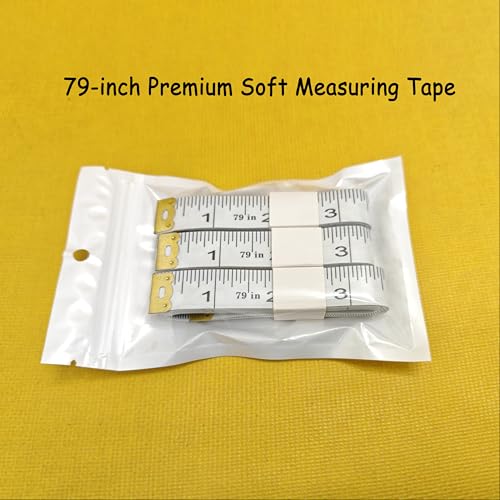 3 Pack Soft Tape Measure Double Scale 79 Inch, Body Measuring Tape Fabric Craft Sewing Flexible Vinyl Ruler & Medical Body Measurement for Body Weight Loss (White) - color: White