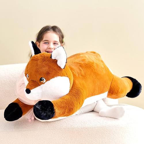 IKASA Giant Fox Stuffed Animal Plush Toy, 30" Large Big Soft Toys for Kids Girls Boys Girlfriend Childrens - style: Fox