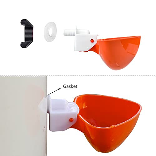 Large Chicken Waterer Feeder Automatic DIY Chicken Water Cups for Chick Duck Quail Poultry Waterer Kit (Orange)