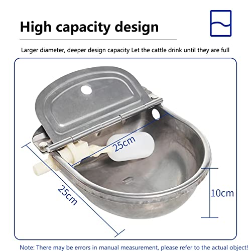 Stainless Steel Water Trough, Automatic Waterer Cattle Water Bowls, Float Ball Valve Water Trough, for Horse Dog Cattle Goat Sheep Pig