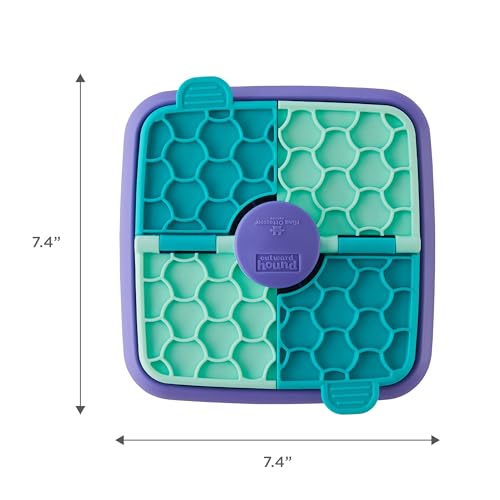 Outward Hound by Nina Ottosson Lick N' Flip Level 1 Dog Puzzle Toy, Durable Plastic Lick Mat & Slow Feeder – Non-Slip Base Beginner Enrichment for Medium Dogs, Holds 1 Cup Wet or Dry Food, 7.4" x 7.4" - color: Lick N' Flip Treat (Purple)