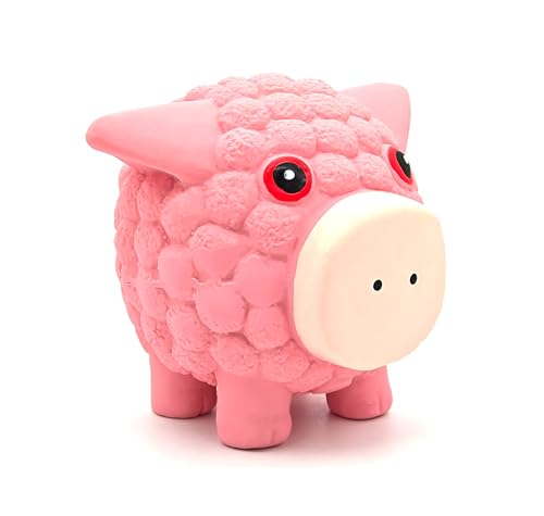 Dog Toy - Squeaky - Piggy Shape, Durable Rubber - Suitable for Medium and Small Dogs - Stretch Catch Toy - Can Relieve Anxiety - Cleans Teeth - Waterproof for Outdoor use