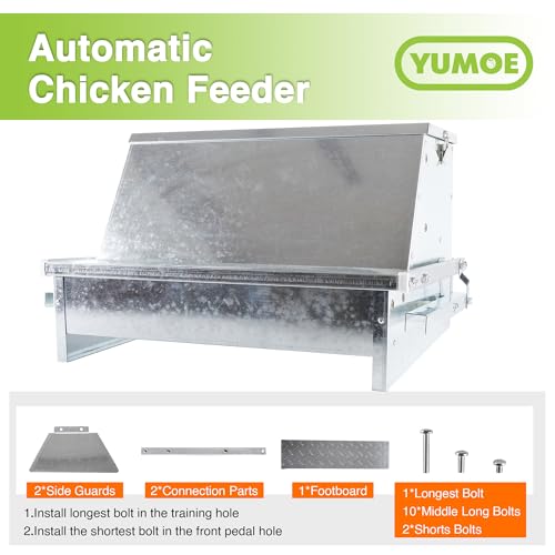 Chicken Feeder Galvanized 25Lbs Capacity Weatherproof Treadle Chicken Feeder Rodent Proof - size: 25Lbs Feeder