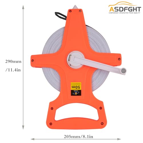 Open Reel Tape Measure 165 Feet, Fiberglass Tape Measure, Yard Measuring Tape Fit for Sports Field, Outdoor, Engineer,Track, Durable Dual-Sided Measuring Reel with Feet and Meters (1/2') - size: 50 m