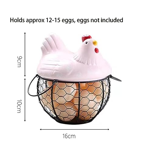 Creative Chicken Egg Baskets for Eggs, Iron Art Egg Collection Basket, Ceramic Egg Holders Multi-purpose Fruit and Potato Storage Basket, Kitchen Decoration