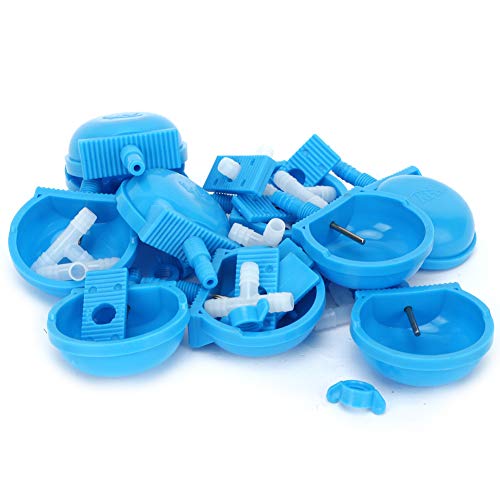 SUNGOOYUE Drinker, Stainless Steel and Plastic Waterer, 10 Sets Auto Watering Drinker System, 6.5 X 2 Cm Bowls for Commercial Farm Cage Bunny Feeding