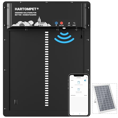 Automatic Chicken Coop Door – App Programmable, Battery/Solar/Grid Power Options, Multiple Anti-Pinch Protection with Resistance Detection, Plug & Play Aluminum Electric Chicken Doort - HARTOMPET