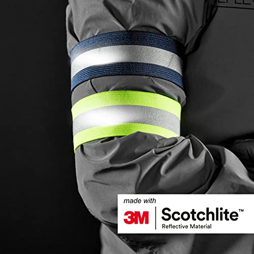 Salzmann Reflective Elastic Arm & Leg Bands | Adjustable Hi Vis | Pack of 4 | Made with 3M Scotchlite Reflective Material | For Running, Walking & Cycling | Yellow, Navy, Pink - color: Navy