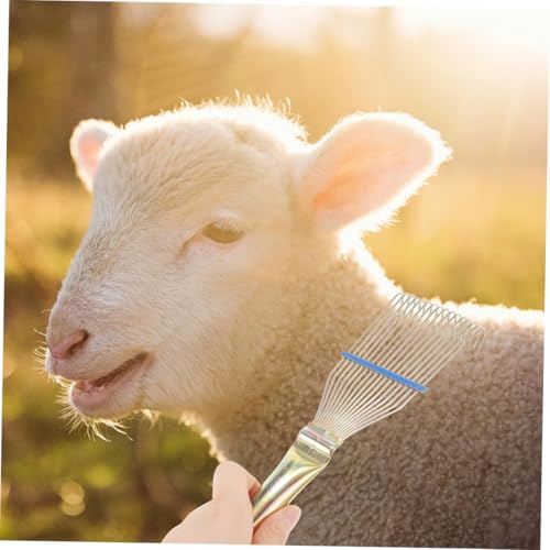 POPETPOP 2pcs Rake for Livestock Ergonomic Dematting Comb with Comfortable Handle for Sheep Cattle Grooming Easy to Clean and Gentle Animal Hair for Home Care