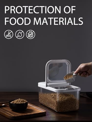 LivLab Mker Rice Storage Container -10Lbs/1.3Gal/6KG Rice Container Airtight Grain Dispenser Kitchen Pantry Organizer with Measuring Cup, BPA-Free, Clear Design for Dry Food - color: 10KG-B