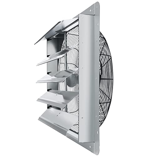 VEVOR 24'' Exhaust Fan, Wall Mounted Attic Fan with Variable Speed, 3320 CFM, Automatic Shutter, Ventilation and Cooling, Silver, Fan Only - size: 24 Inch