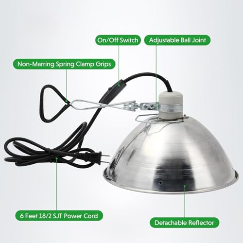Simple Deluxe Clamp Lamp Light with 10.5 Inch Adjustable Aluminum Reflector and 6 Feet Cord, up to 250W E26 Socket (no Bulb Included), 2-Pack - size: 10.5 Inch (250 Watts), style: 2-Pack