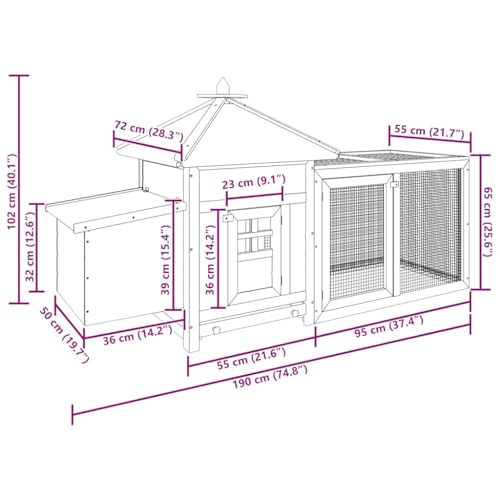 75" Firwood Chicken Coop with Nesting Box & Run, Weather-Resistant Mocha, Tilting Roof, Raised for Yard - color: Brown-A