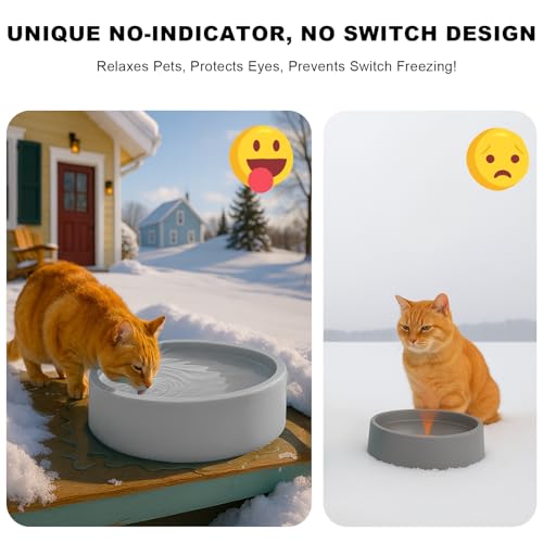 Pet Heated Bowl for Dog,Cat Warming Water Bowl with Chew Resistant Power Cord, Outdoor Waterproof Smart Uniform Heating for Small Animals Bird Chicken Rabbit Duck (108 fl oz, Grey)
